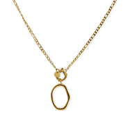 Gold-plated steel pendant with central oval and T-bar clasp