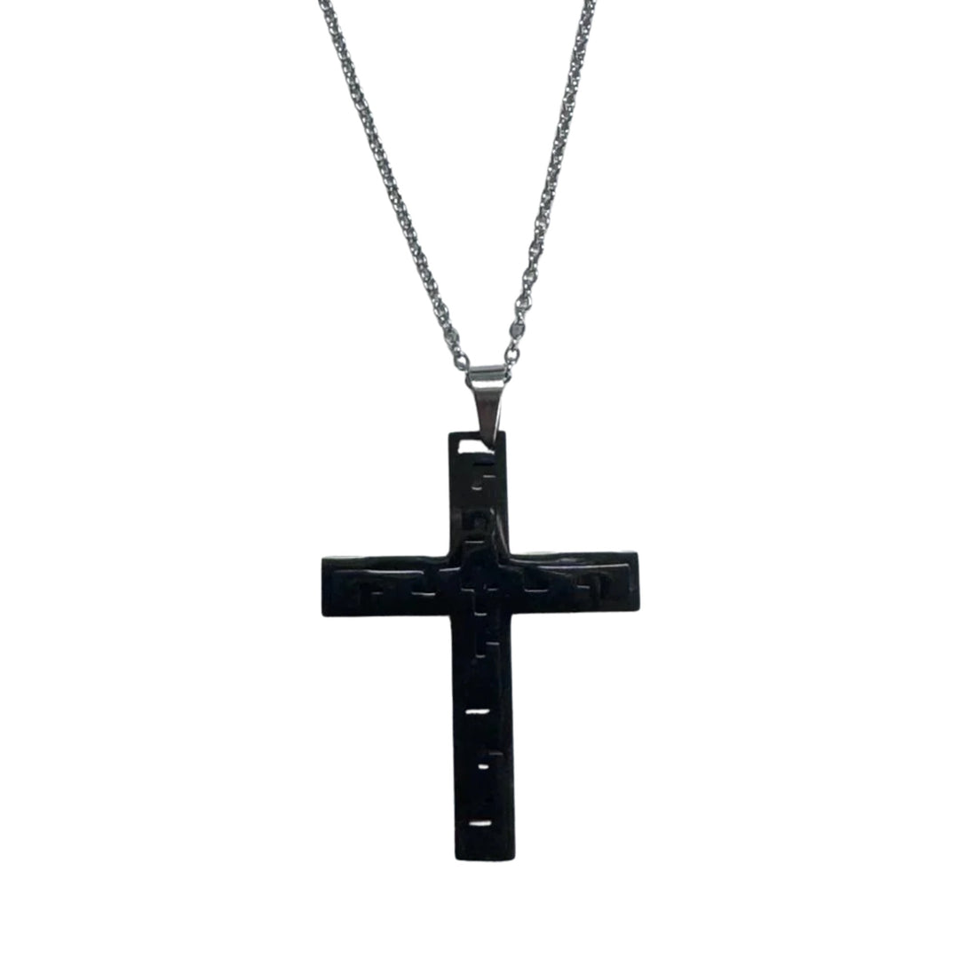 Colgante de acero con cruz egipcia para hombre