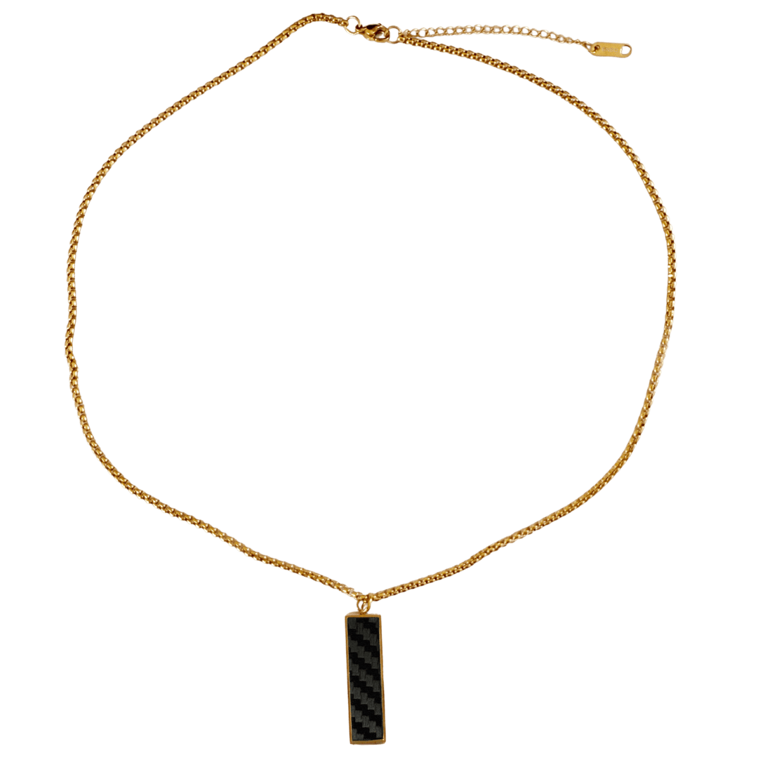 Colgante acero baño oro rectangulo carbono