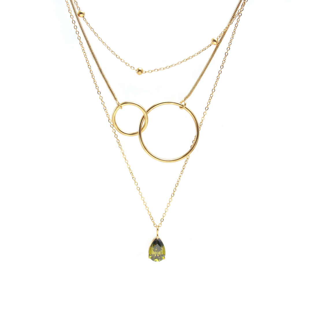  Colgante acero baño oro olivina triple