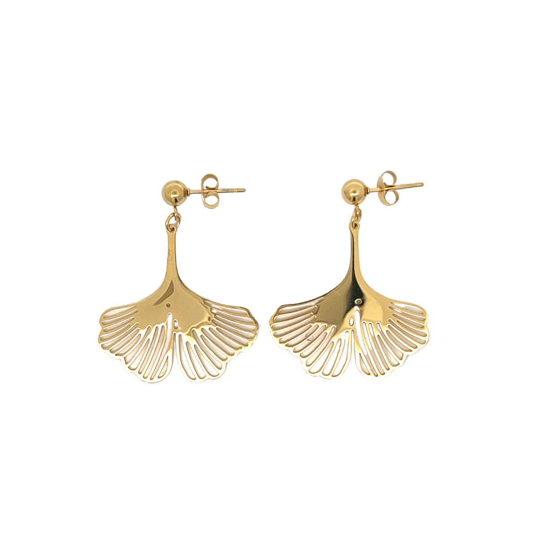 Butterfly wing gold plated steel earrings