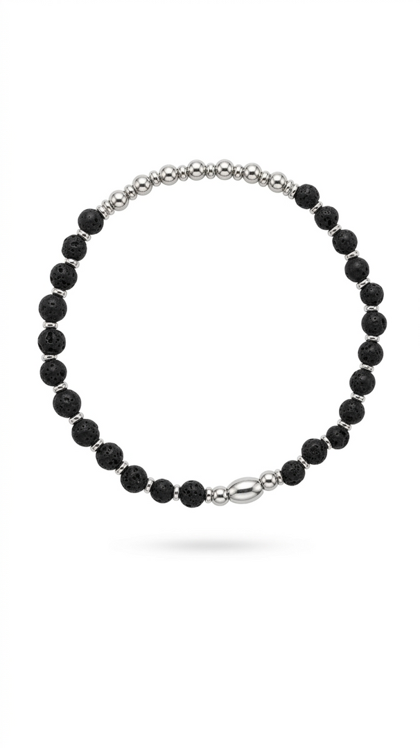 Brazalete hombre acero 316L y lava