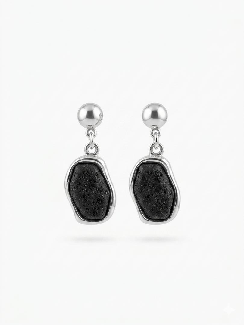 Pendientes baño plata largo lava
