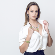 Peridot feather pendant