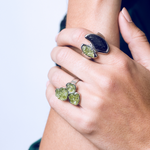 Load image into Gallery viewer, Peridot and lava elastic ring

