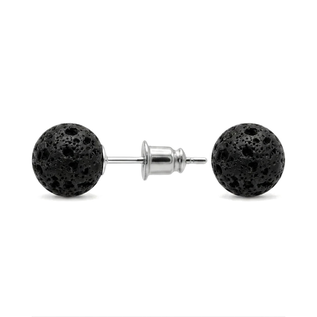 Pendientes de perla y lava volcánica