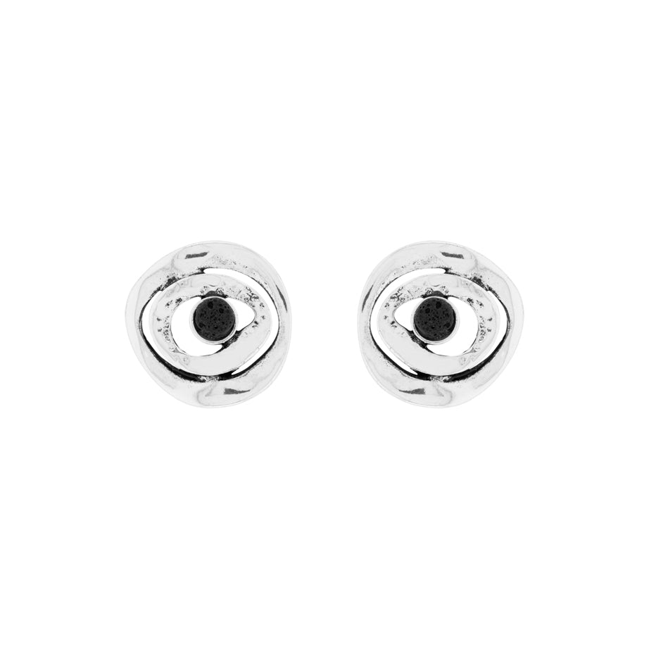 Pendientes de círculo con bola de lava volcánica