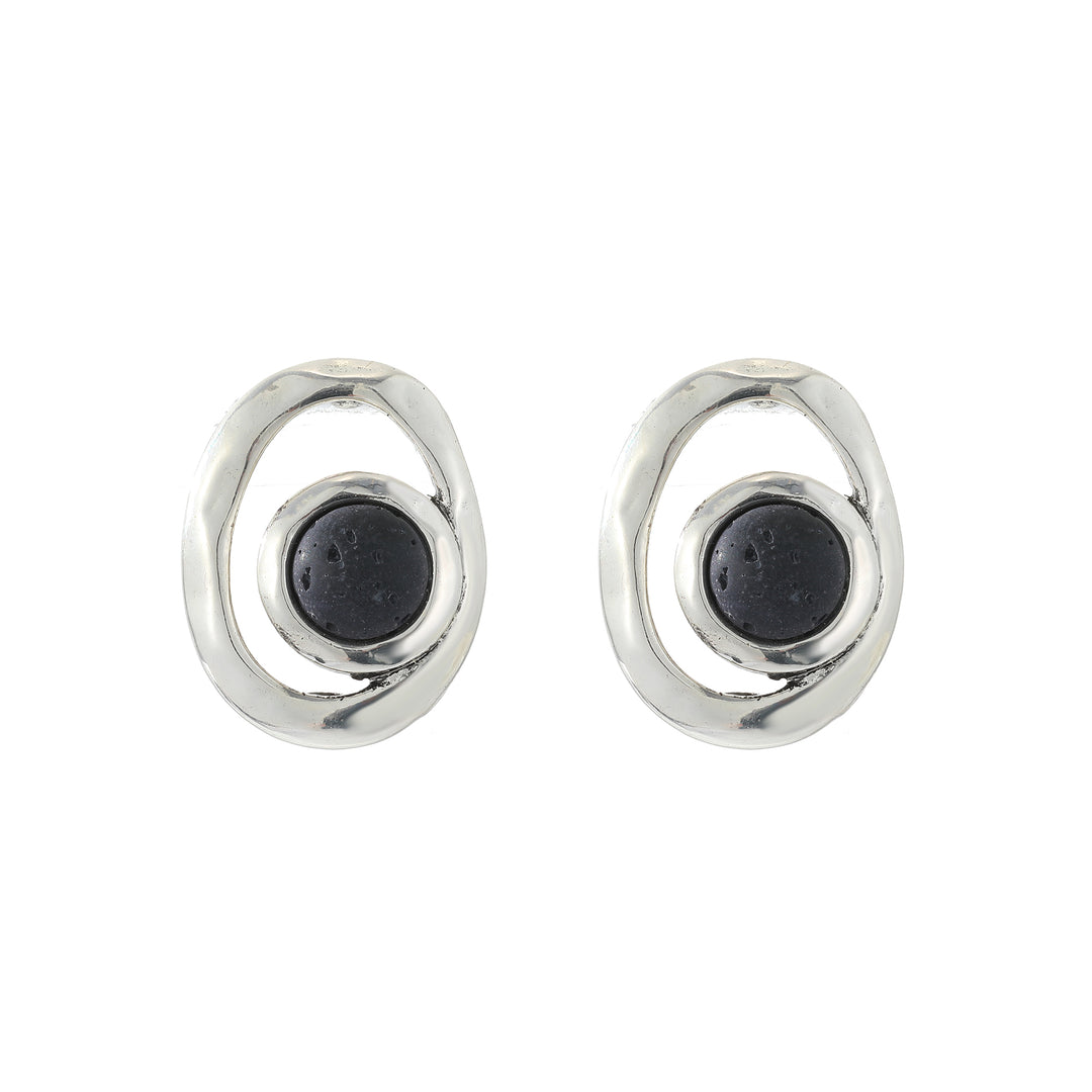 Pendientes de lava volcánica en forma de óvalo
