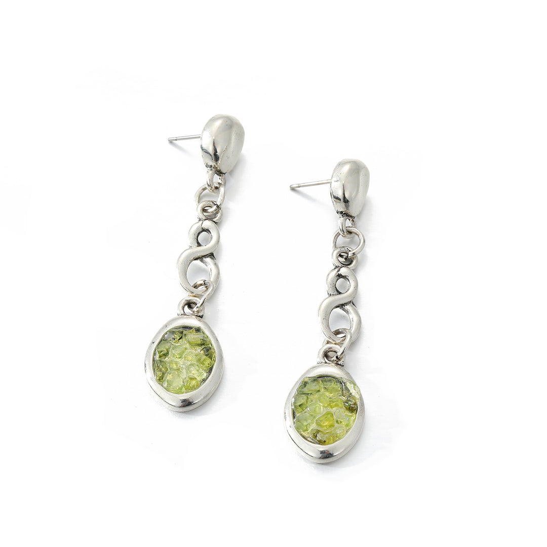Peridot earrings, another view