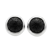 Pendientes pequeños con baño de plata y lava volcánica