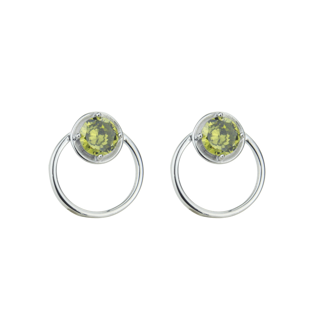 Pendientes de plata con círculo de olivina