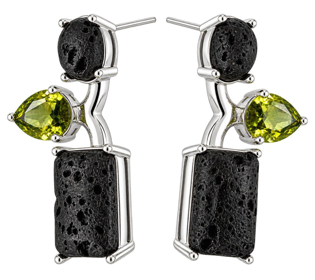 Pendientes plata lava y olivina Tectónica