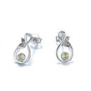 Pendiente de plata y olivina 12 mm
