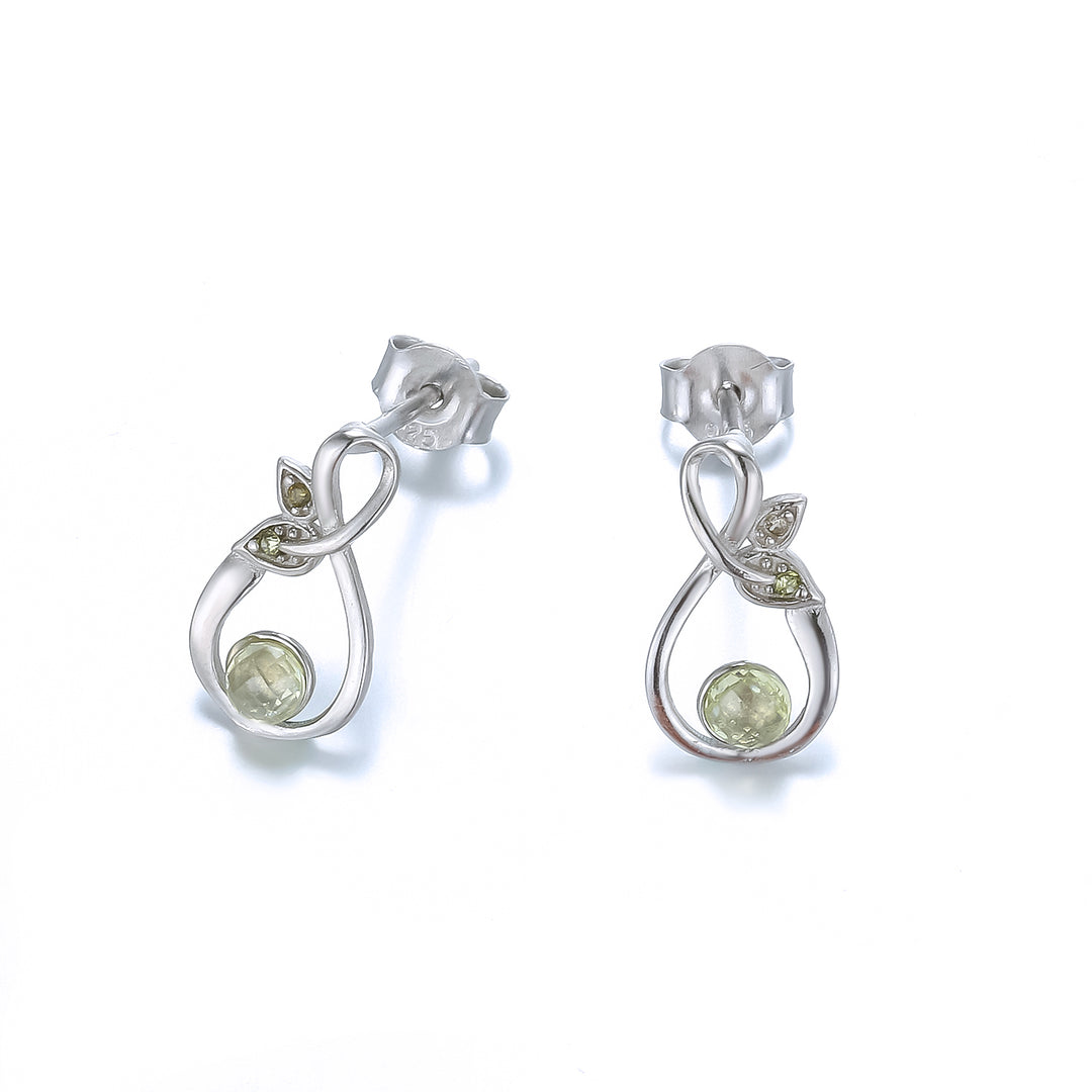 Pendiente de plata y olivina 12 mm