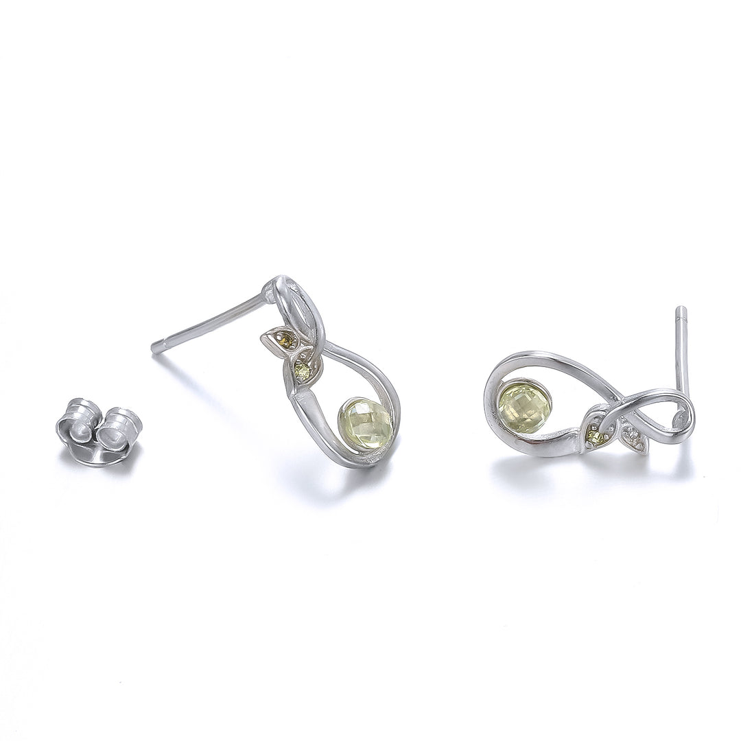 Pendiente de plata y olivina 12 mm