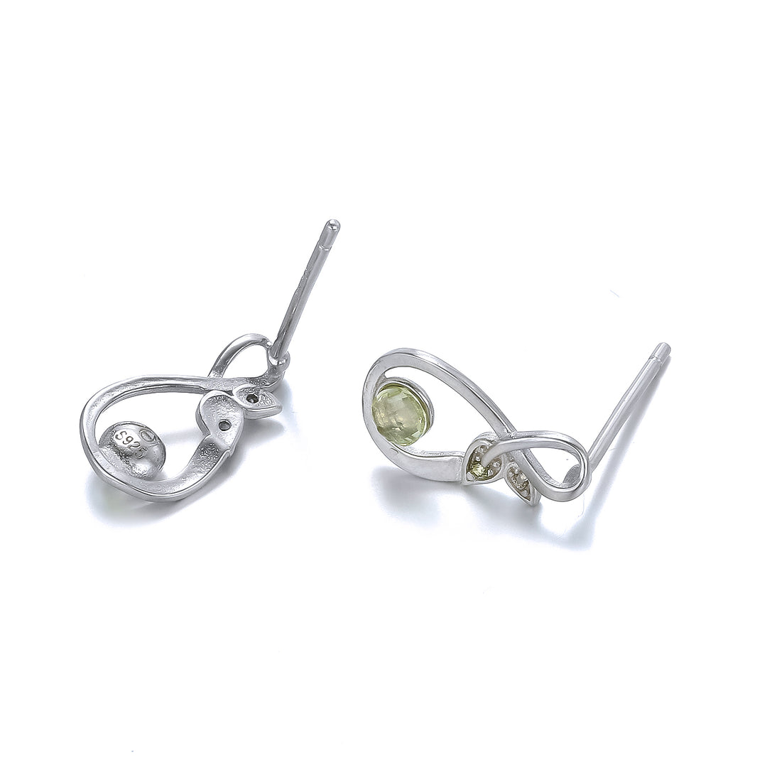 Pendiente de plata y olivina 12 mm