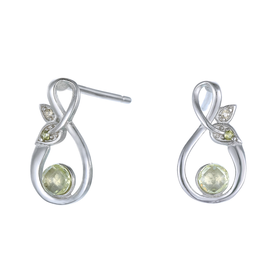 Pendiente de plata y olivina 12 mm