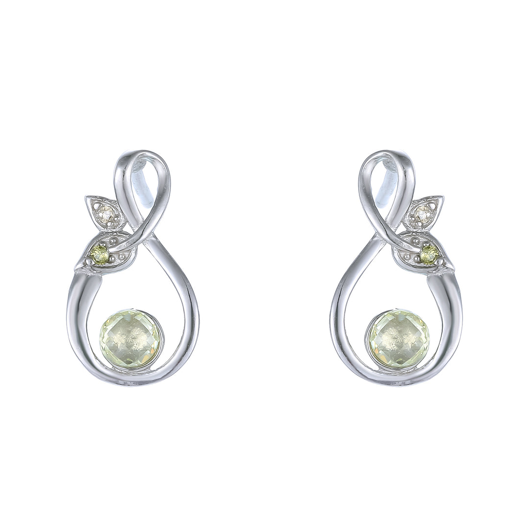 Pendiente de plata y olivina 12 mm