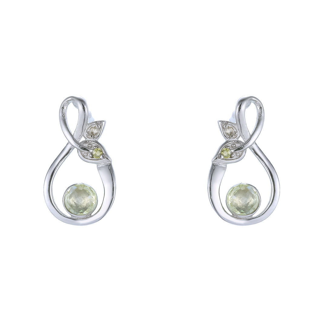 Pendiente de plata y olivina 12 mm