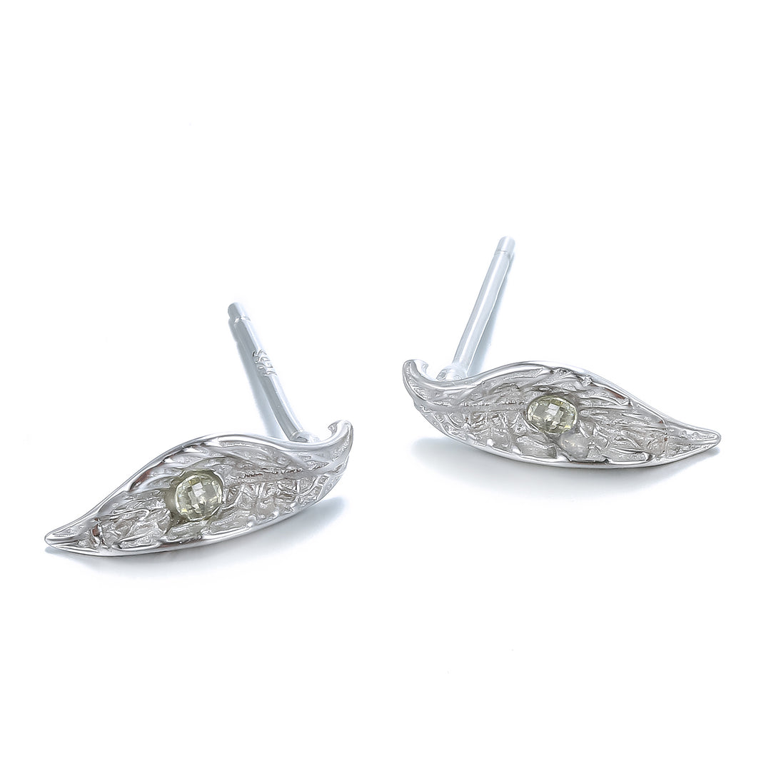 Pendiente de plata y olivina 14 mm