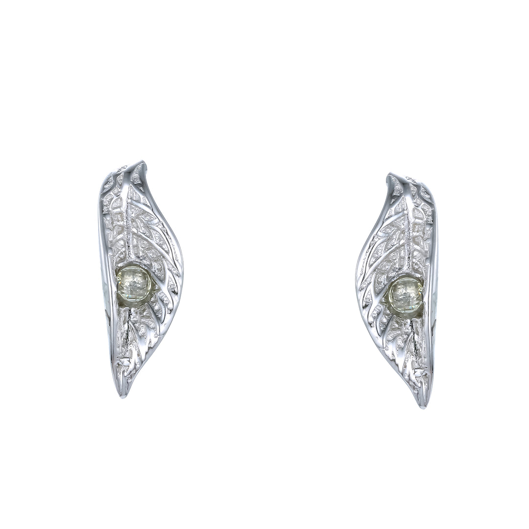 Pendiente de plata y olivina 14 mm