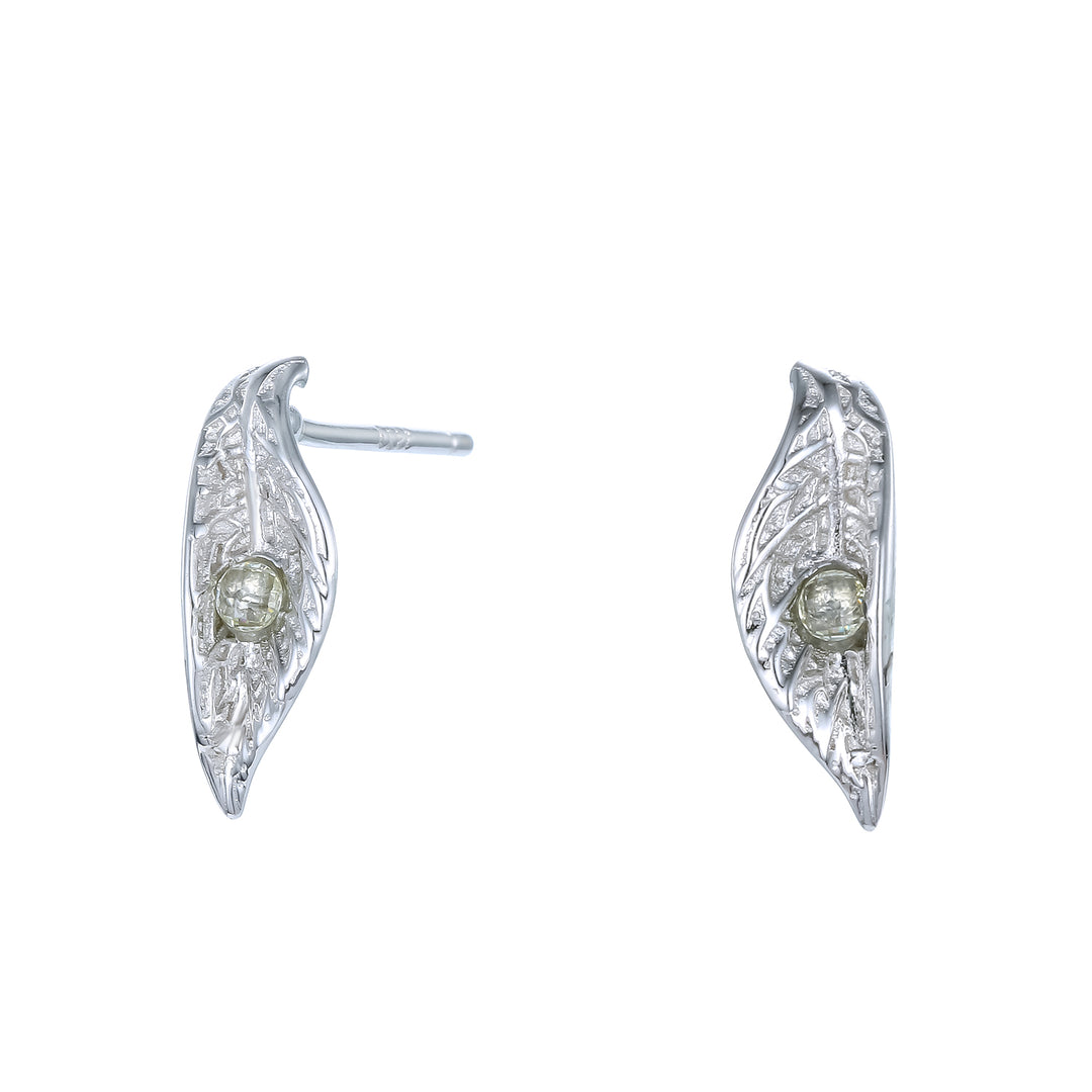 Pendiente de plata y olivina 14 mm