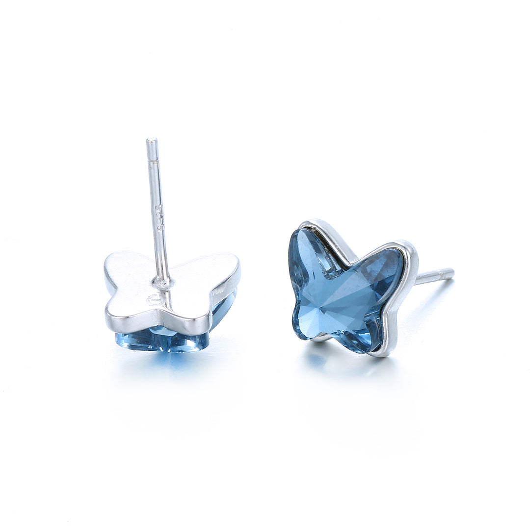 Pendiente de plata y Swarovski azul