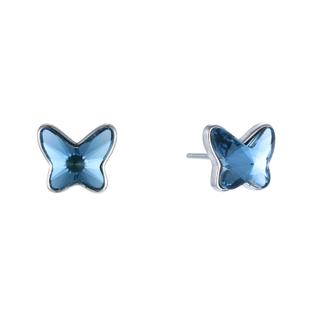 Pendiente de plata y Swarovski azul