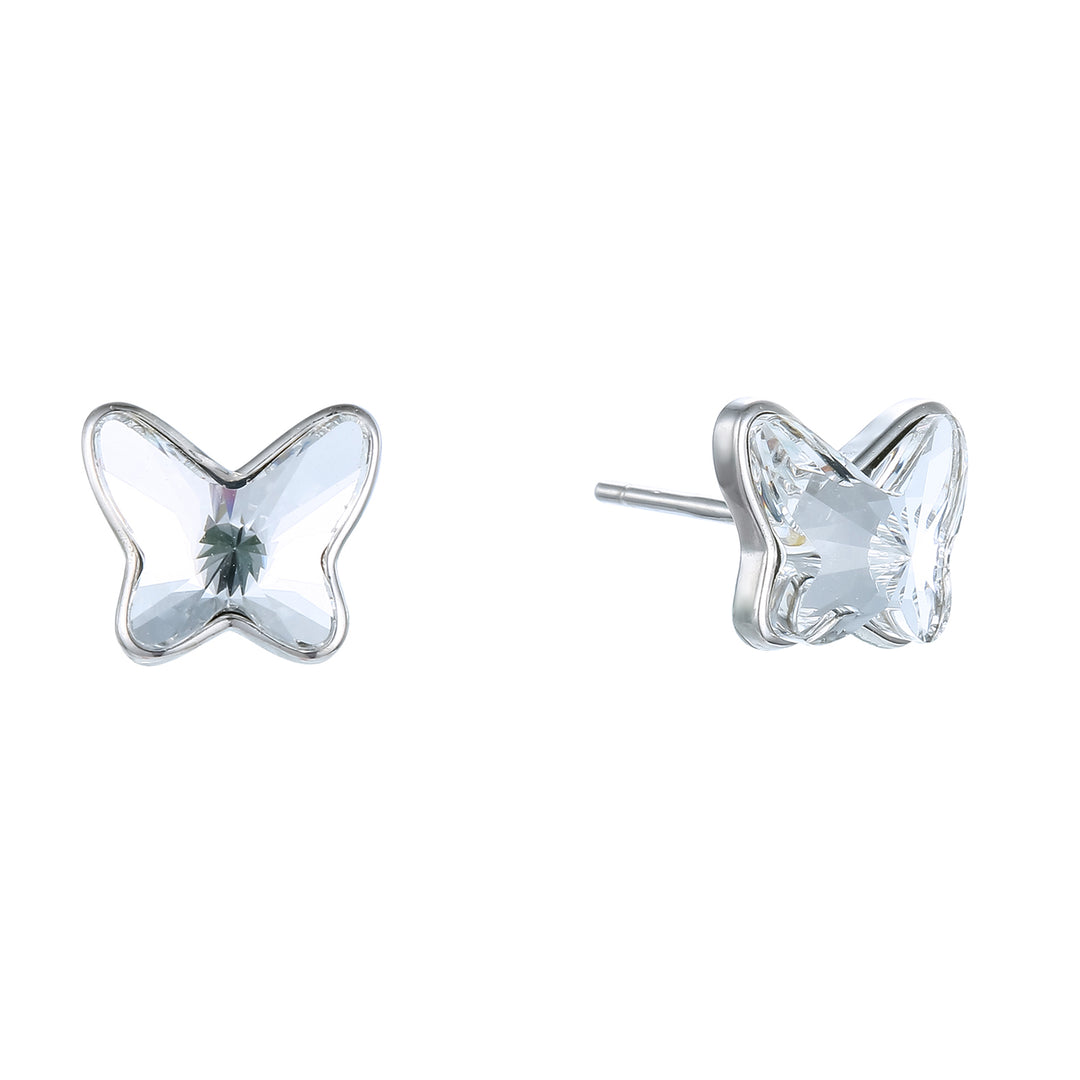 Pendiente de plata y Swarovski blanco