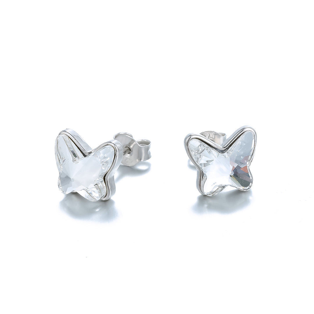 Pendiente de plata y Swarovski blanco