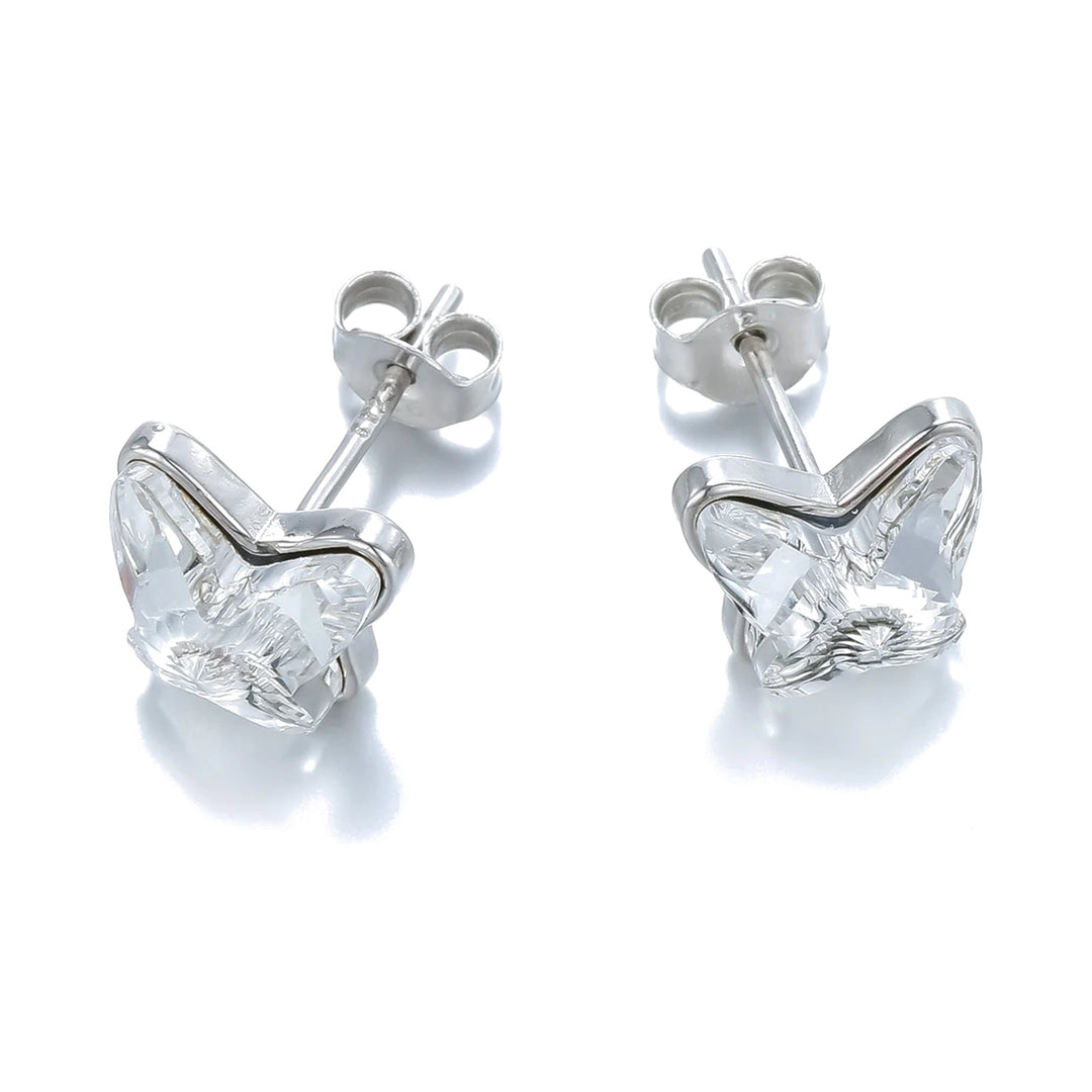 Pendiente de plata y Swarovski blanco