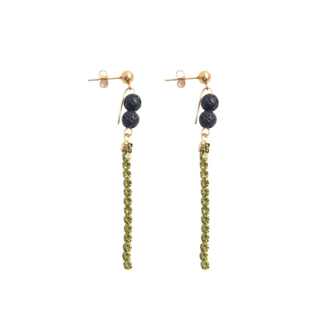 Pendientes de acero con baño de oro, lava volcánica y olivina II