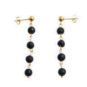 Gold-plated steel earrings with volcanic lava balls