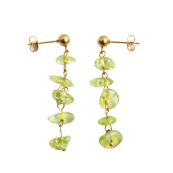 Pendientes acero baño oro chips olivina