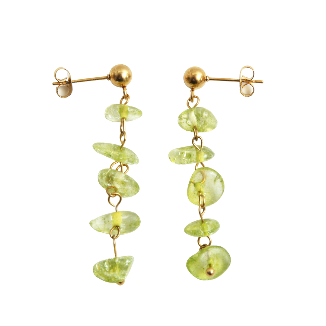 Pendientes acero baño oro chips olivina