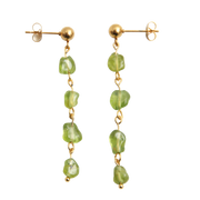 Gold-plated steel earrings with peridot chips