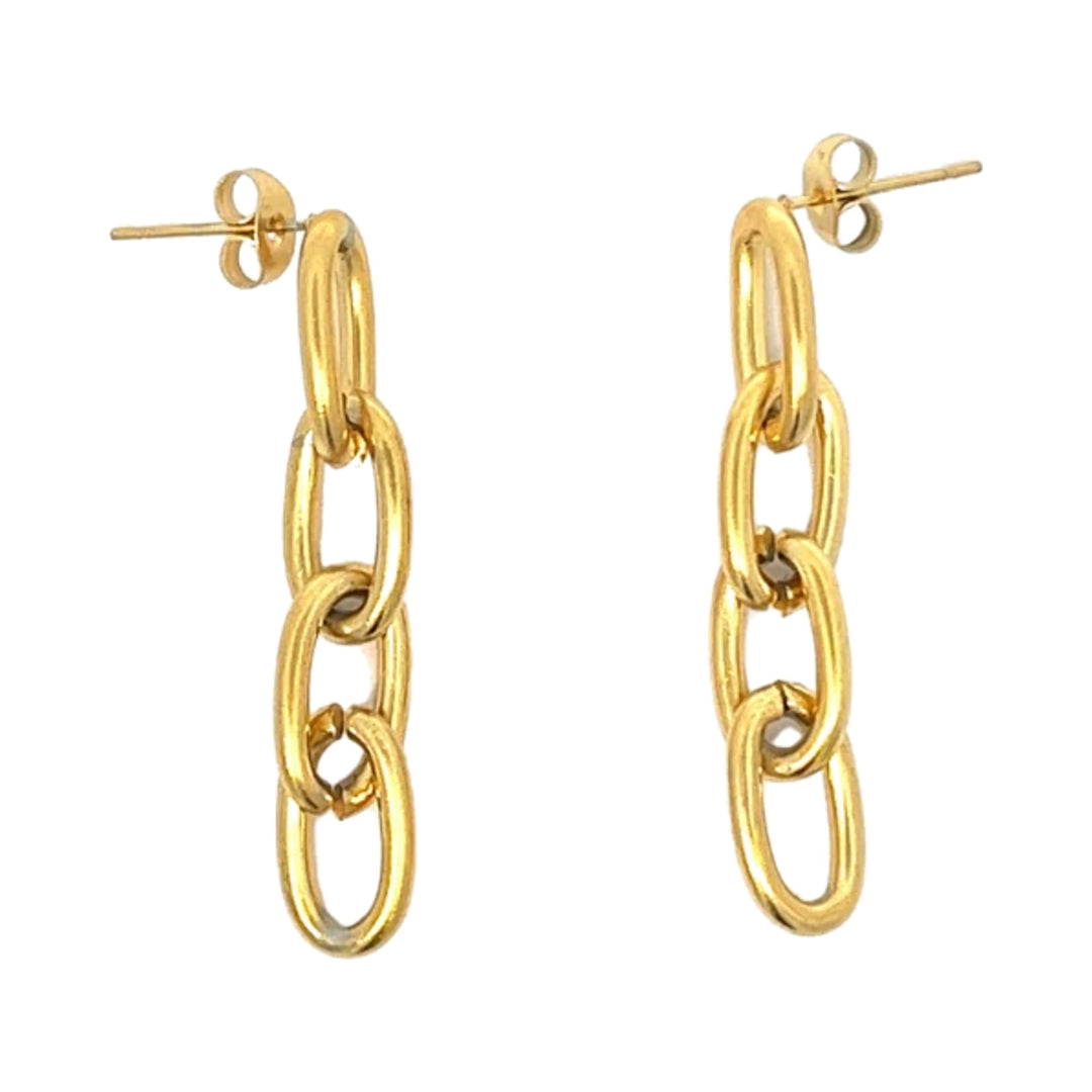 Pendientes de acero con baño de oro de eslabones