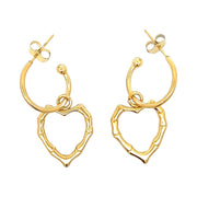 Gold-plated steel hoop earrings with a geometric heart