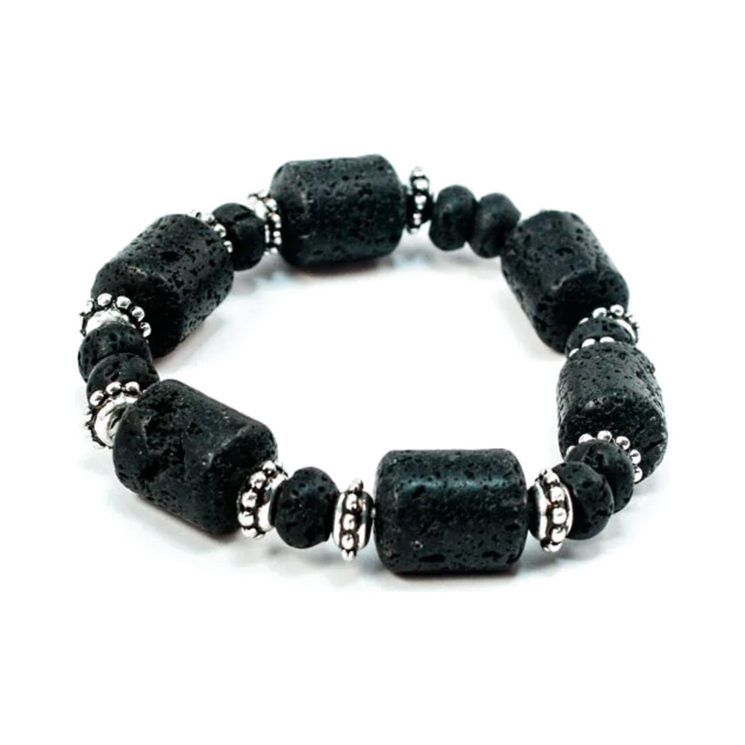 Pulsera de cilindros de lava volcánica