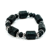 Pulsera de cilindros de lava volcánica