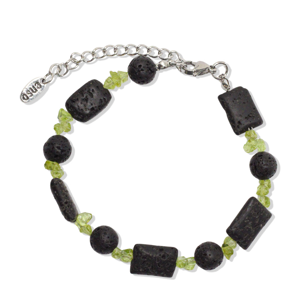 Pulsera de lava y chips de olivina