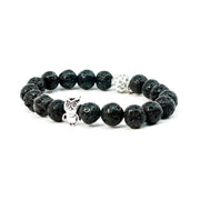 Pulsera de bolas de lava con búho