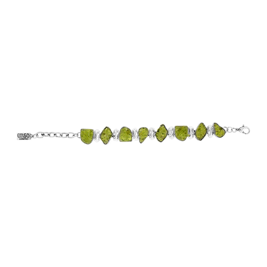 Pulsera de zamak y olivina