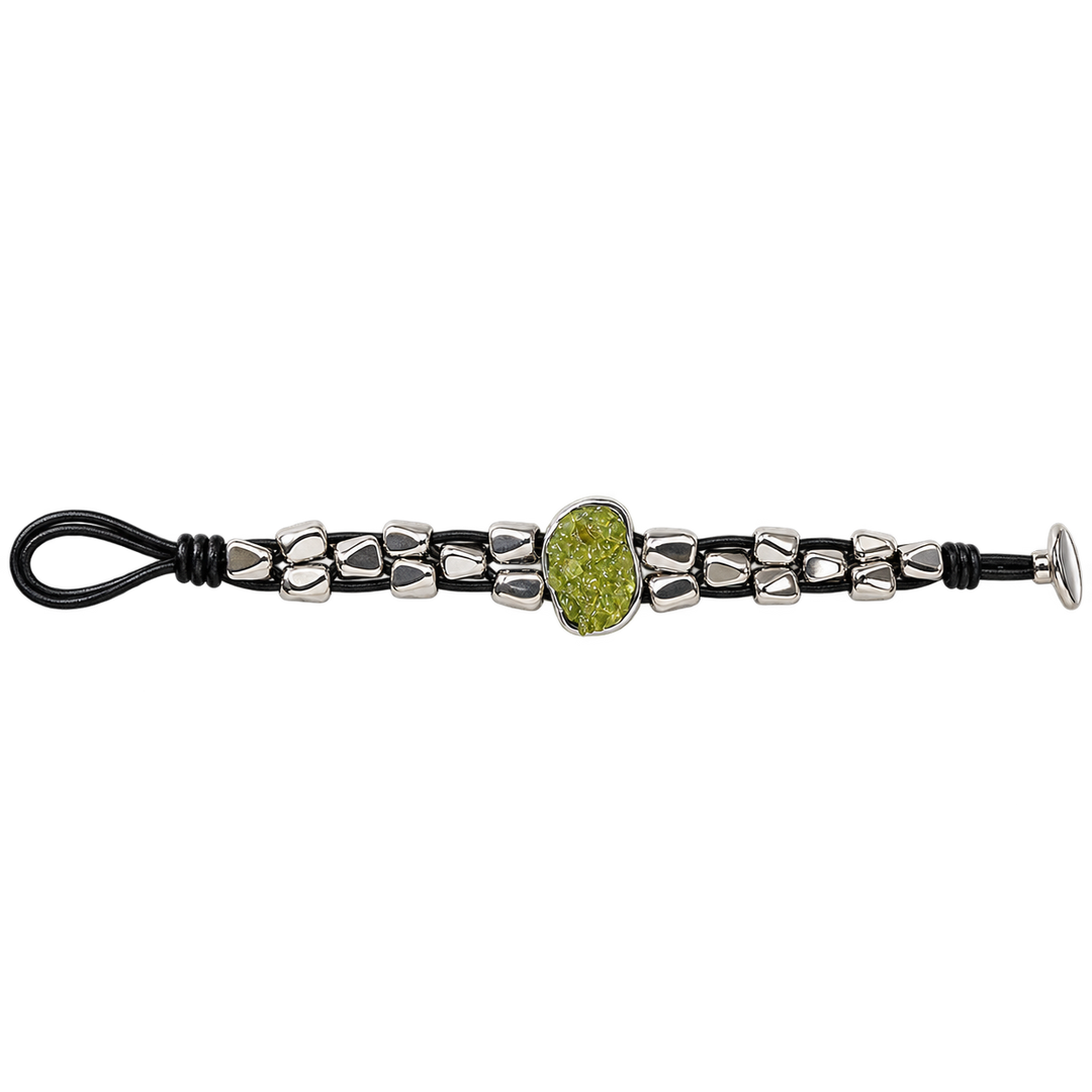 Bracelet en zamak et olivine