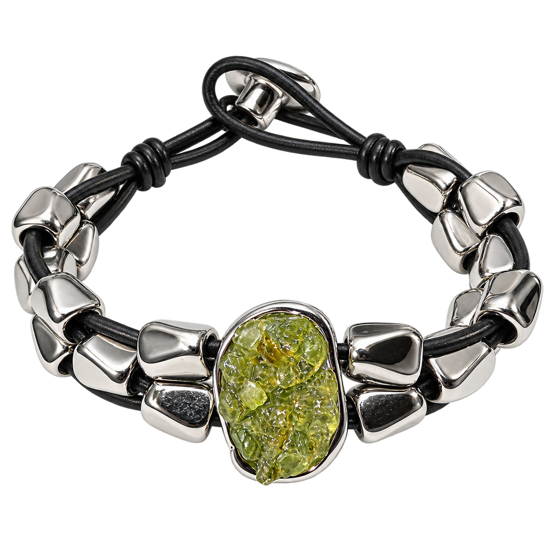 Bracelet en zamak et olivine