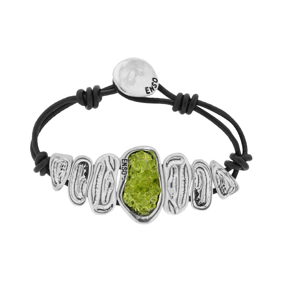Pulsera de zamak y olivina