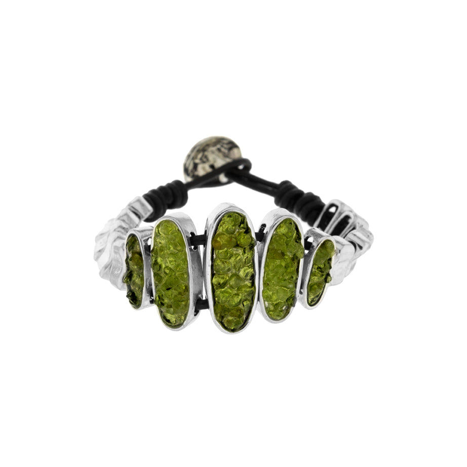 Pulsera de zamak y olivina