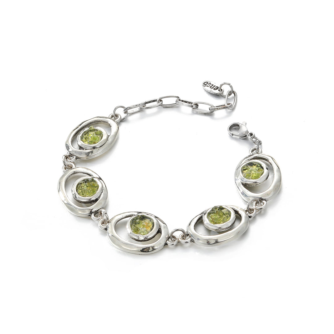 Pulsera de óvalos de olivina