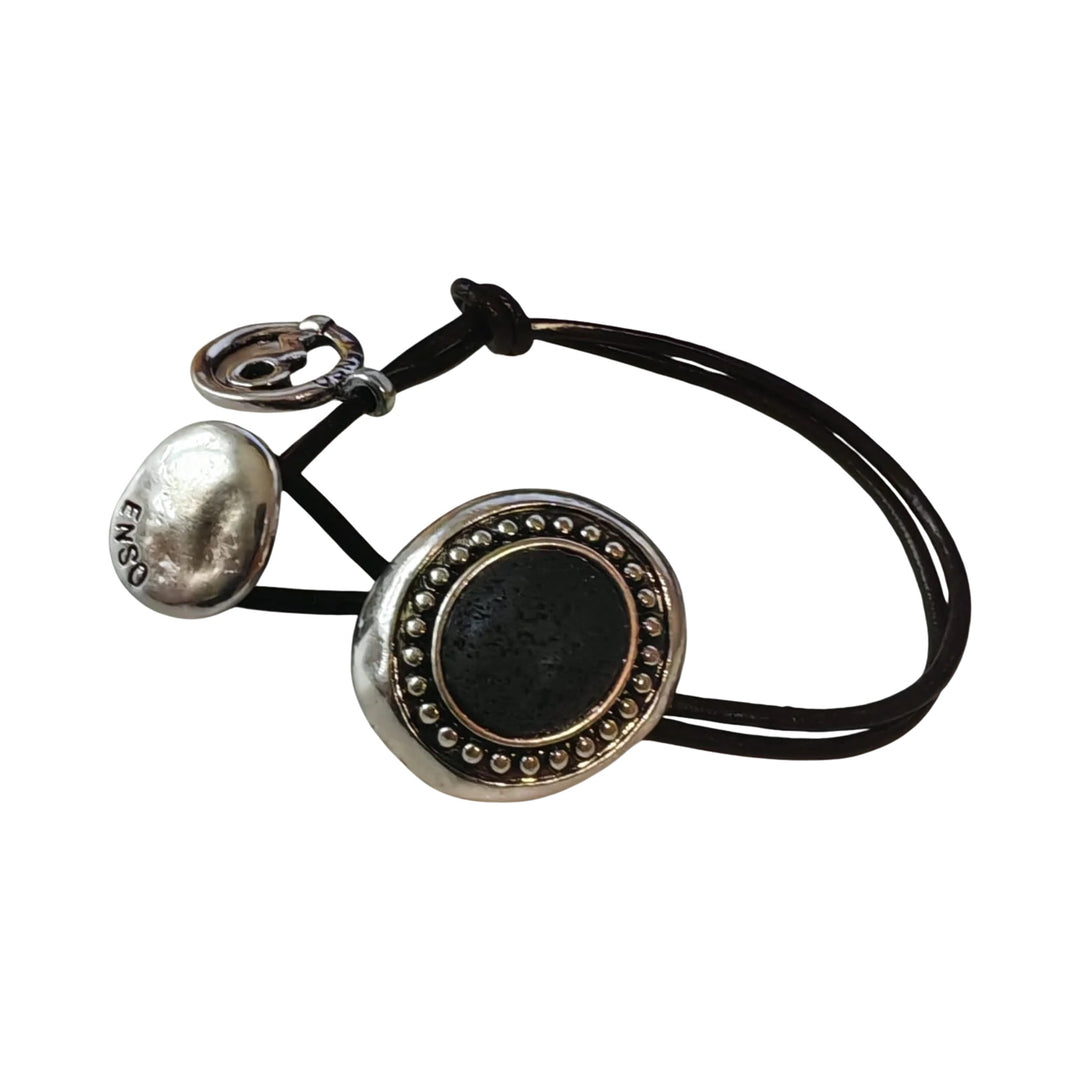 Pulsera baño plata cuero