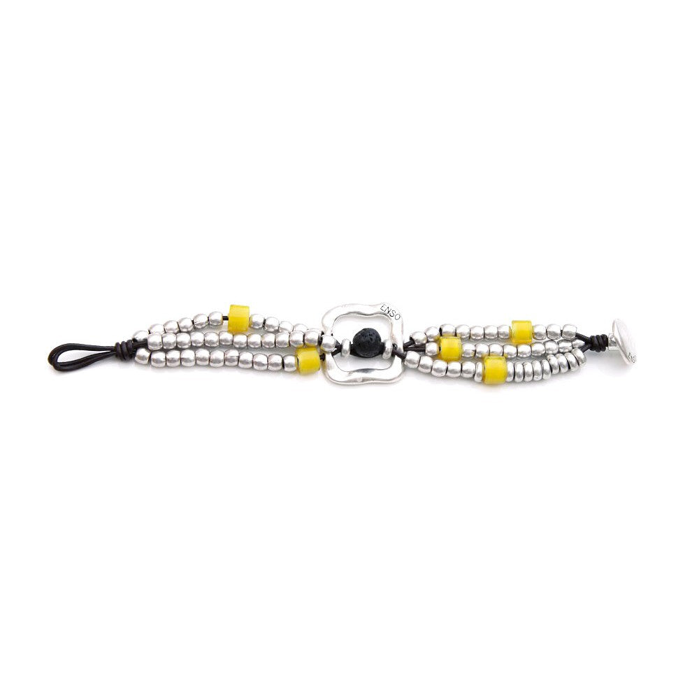 Pulsera baño de plata cuadrada con cristales